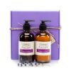 Lavender Connection Lavender Hand Wash and Lavender Hand Lotion gift box with two 8 fl oz pump bottles in a purple gift box tied with twine